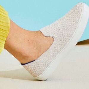Rothy’s Salt Honeycomb Knit Slip On Sneaker white grey orthopedic comfort office